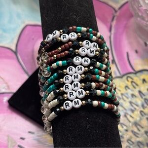 BTS bulk freebies RM bracelets (set of 10) green, brown, cream